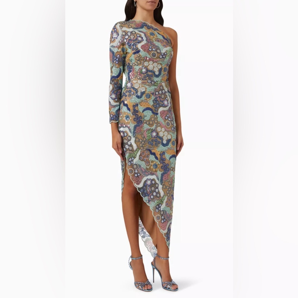 Elliat Convection Dress Floral Embroidered Asymmetrical Hem size S